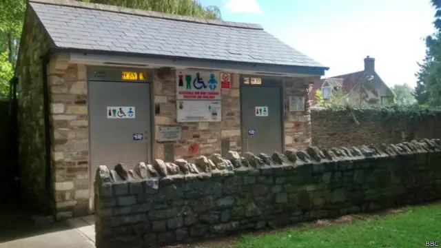 Devon əyalətinin Wells şəhərində küçə tualeti