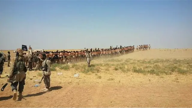 عکسهایی از این اعدامها در اینترنت منتشر شده که دهها مرد نیمه برهنه را در حال رفتن به محل اعدام نشان میدهد