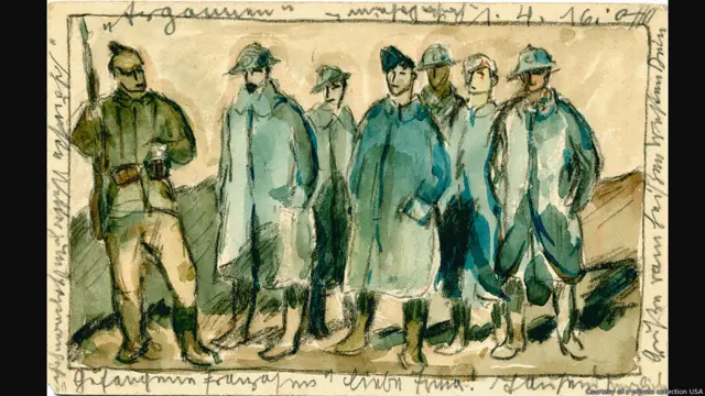 Exposição mostra desenhos inéditos da Primeira Guerra enviados em postais