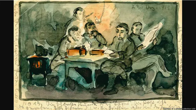 Exposição mostra desenhos inéditos da Primeira Guerra enviados em postais