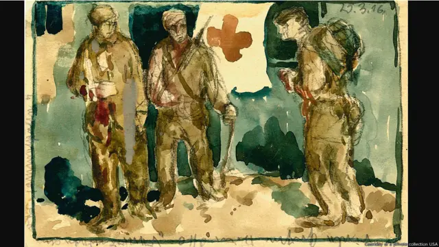 Exposição mostra desenhos inéditos da Primeira Guerra enviados em postais