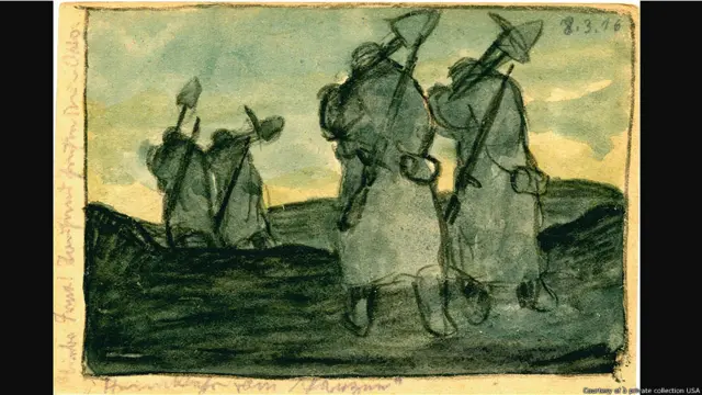 Exposição mostra desenhos inéditos da Primeira Guerra enviados em postais