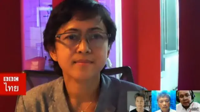 Diskusi GoogleHangout dipandu oleh wartawan BBC Issariya Praithongyaem.