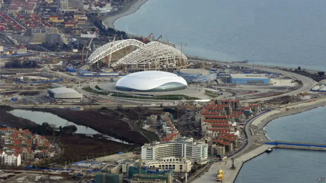 Панорама строительства приморских олимпийских объектов в Сочи