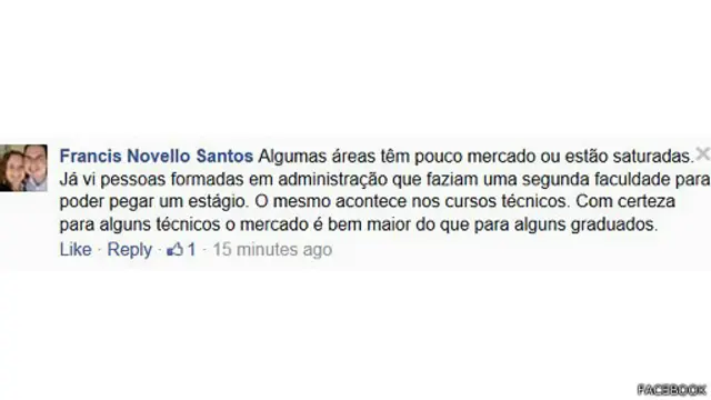 Pelo Facebook, Francis Novelo Santos atenta para a saturaçãojogos online quebra cabeçadeterminadas carreiras