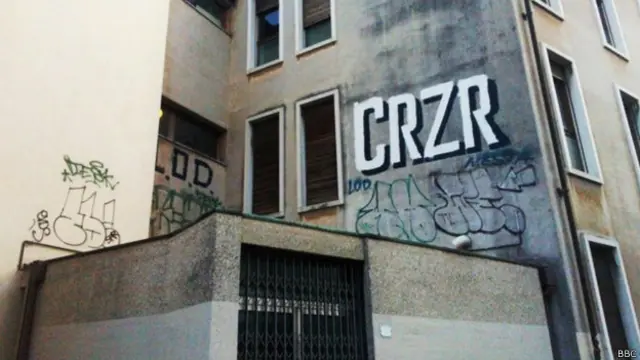 Pichação na Itália (Foto: BBC)