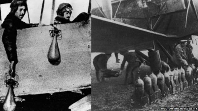 En 1914 las bombas se lanzaban a mano, pero en 1918 ambos bandos tenían bombarderos especiales.