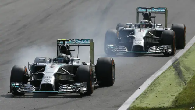 Mercedes de Hamilton (izq.) y de Rosberg (der.)
