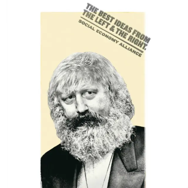 Ao fundir fotos de políticos de 'esquerda' e de 'direita', cartazes sugerem que as melhores ideias de ambos os lados sejam usadas.