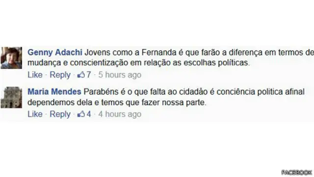 A conduta de Fernanda rendeu elogios no nosso Facebook