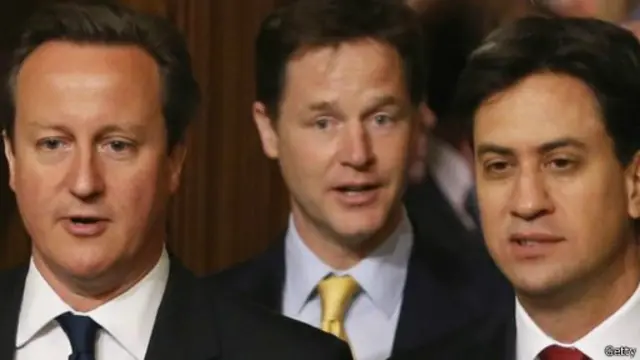 ديفيد كاميرون ونيك كليغ وايد ميليباند يتفقون "بحماسة" على أن المملكة المتحدة أفضل في وحدتها