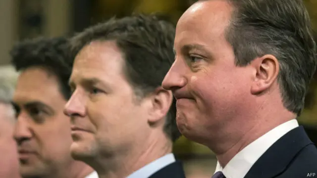 David Cameron, Nick Clegg y Ed Miliband