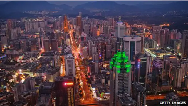 Vista de la ciudad china de Shenzhen