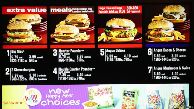 Menú en McDonald´s