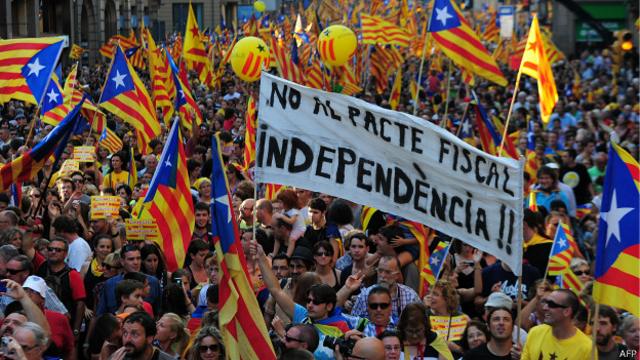 Manifestación independentista en Cataluña