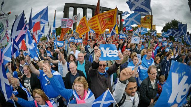 Manifestación a favor del sí en Escocia.