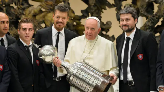 Audiensi para pemain San Lorenzo usai kemenangan di Copa Libertadores.
