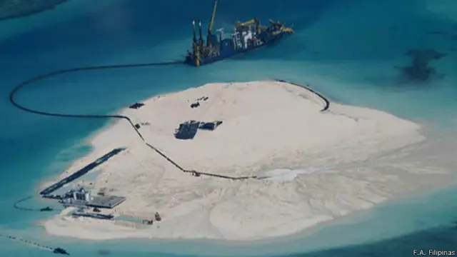 Ilhas da China no Mar Meridional / Crédito: Forças Armadas das Filipinas 