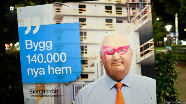 Cartaz de político na Suécia / Crédito: Dagens Nyheter