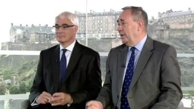 蘇格蘭首席大臣薩蒙德和統一派負責人達林都在公投前做最後的努力。