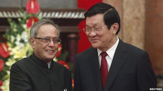 Hồi tháng Chín, Chủ tịch Trương Tấn Sang đã đón tiếp Tổng thống Mukherjee tại Hà Nội