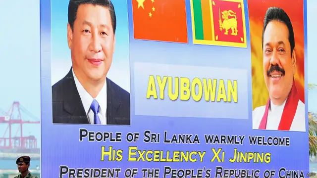 中国国家主席习近平访问斯里兰卡期间的巨幅海报