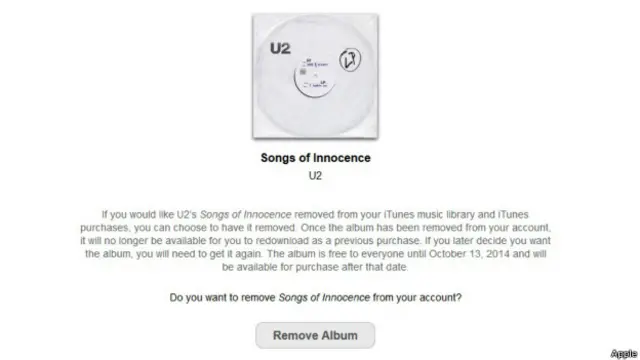 Удалить альбом U2