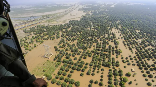 پنجاب کے میدانی علاقوں میں فصلیں اور باغات پانی میں ڈوب گئے ہیں اور اب تک سیلاب سے ہونے والے نقصان کا تخمینہ نہیں لگایا جا سکا۔