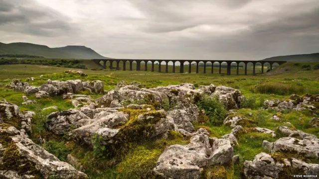 El viaducto Ingleborough y Ribblehead, Yorkshire (norte de Inglaterra)