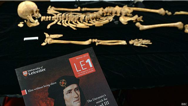 Скелет короля Ричарда в Университете Лестера