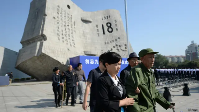 遼寧省在瀋陽「九一八」歷史博物館舉行勿忘九一八撞鐘鳴警儀式。