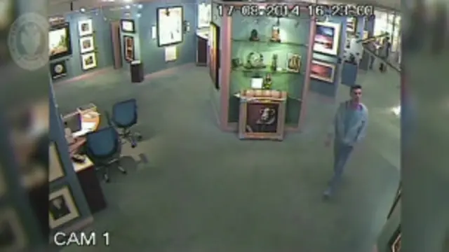 Ladrão em galeria de arte (CCTV)