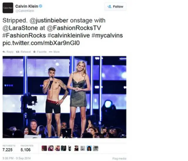 Justin Bieber en ropa interior fue lo más tuiteado.