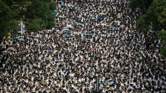 周一罷課行動首日的參加人數1.3萬人