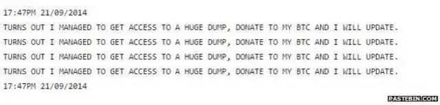 Captura de pantalla del sitio Pastebin.com