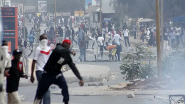 Manifestation d'étudiants sénégalais en février 2012.