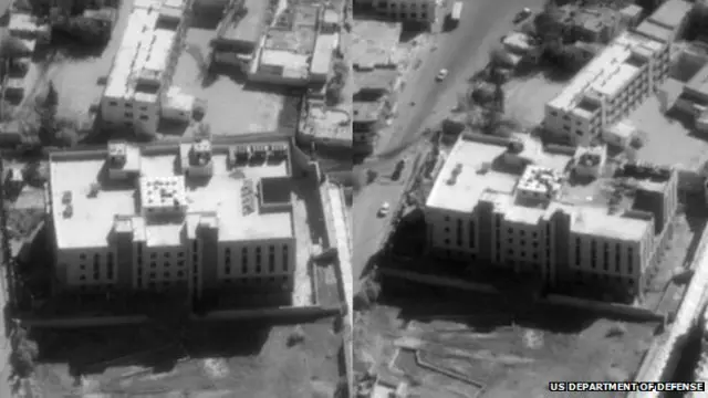 Foto Sebelum dan sesudah serangan udara terhadap pusat keuangan ISIS 