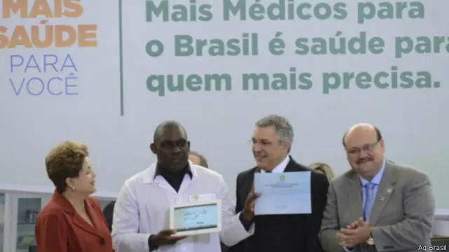 Delgado con Dilma Rousseff y el ministro de Salud