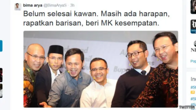 Politisi PAN Bima Arya dalam akun Twitter-nya.