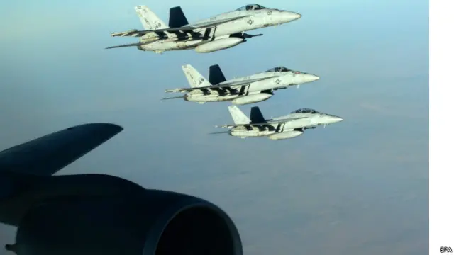 طائرات أمريكية في طريقها لتنفيذ ضربات ضد اهداف تنظيم الدولة في سوريا