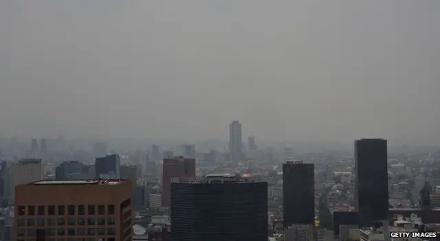 雾霾笼罩的墨西哥城