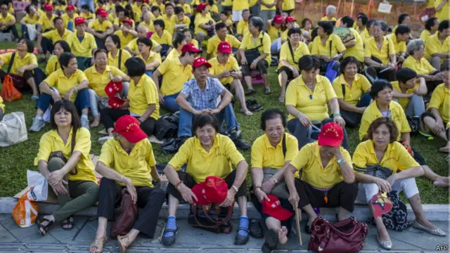 亲北京的示威者多数是内地来的退休人员。