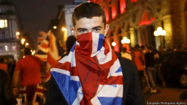 Участник протестов в Глазго после проведения референдума