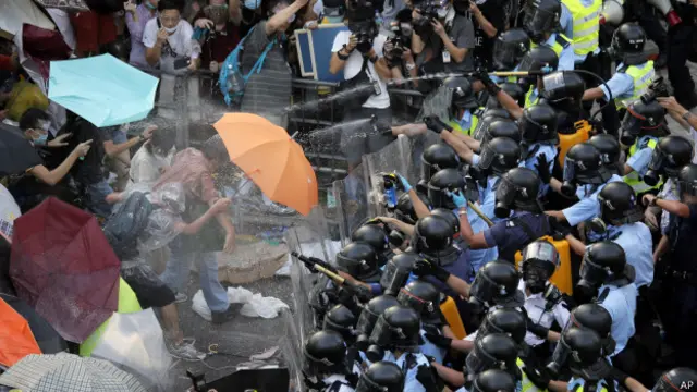 مظاہرین کو منتشر کرنے کے لیے مرچوں کا سپرے کیا گیا