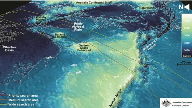 Mapa del lecho marino en el Océano Índico