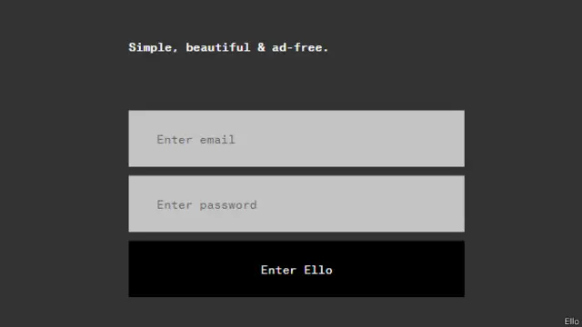 Captura de pantalla de la página de inicio de la red social Ello
