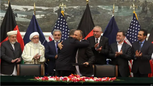 د تړونونو تر لاسلیکولو وروسته، د افغانستان ولسمشر اشرف غني احمدزي وویل، تر ننه له قوې څخه ګټه اخیستل د نړیوالو له خوا د امنیت شورا د هغې پرېکړې پر بنسټ و، چې د سپتمبر د ۱۱ له پېښو وروسته رامنځ ته شوې وه.