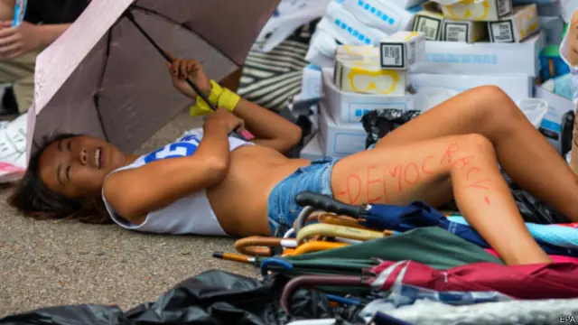 Участница протестов в Гонконге