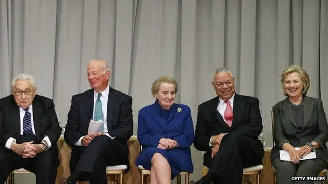 Henry Kissinger, James Baker, Madeleine Albright, Colin Powell y Hillary Clinton