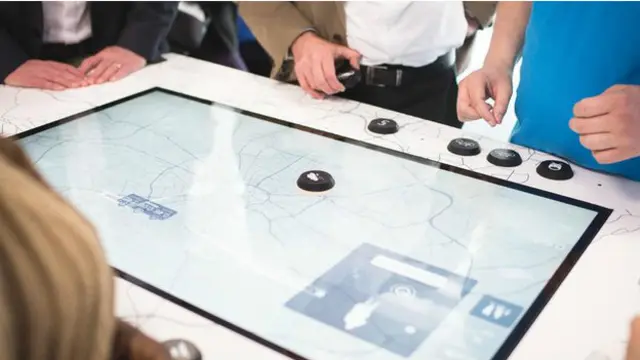 Pantalla del flujo de tráfico de la ciudad inglesa de Manchester